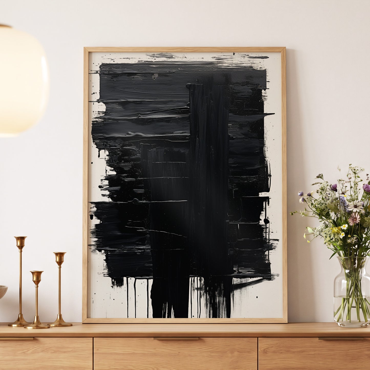 Noir Foundations, black, white, gray abstract wall art displayed in a styled interior, gallery view 5