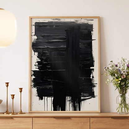 Noir Foundations, black, white, gray abstract wall art displayed in a styled interior, gallery view 5