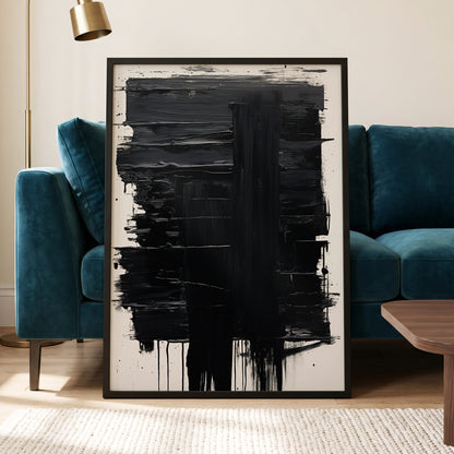 Noir Foundations, black, white, gray abstract wall art displayed in a styled interior, gallery view 6