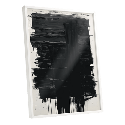 Noir Foundations, black, white, gray abstract wall art shown as a white framed poster wall art print