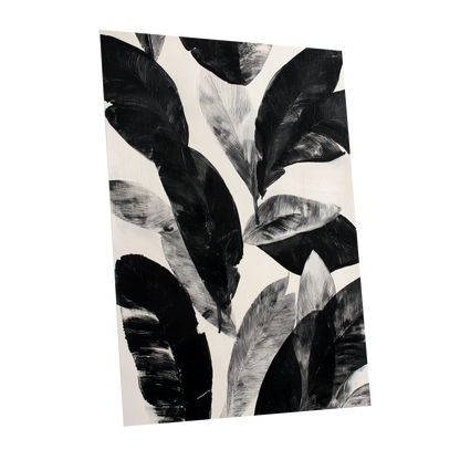 Noir Leaf Study, black, white, gray nature wall art shown as a unframed poster wall art print