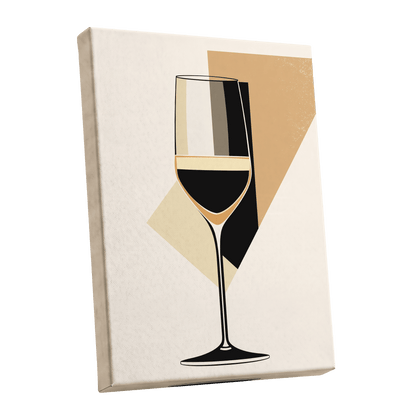 Noir Wine Geometry, black, beige, gold minimalist wall art shown as a stretched canvas wall art