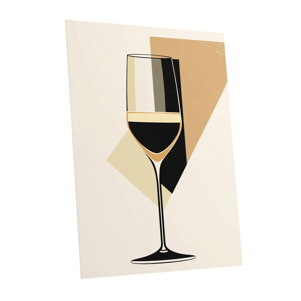 Noir Wine Geometry, black, beige, gold minimalist wall art shown as a unframed poster wall art print