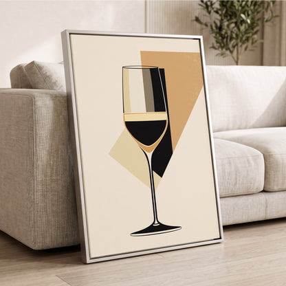Noir Wine Geometry, black, beige, gold minimalist wall art displayed in a styled interior, gallery view 2