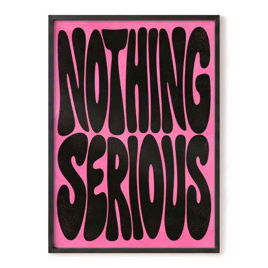 Nothing Serious, pink, black abstract wall art, front artwork view