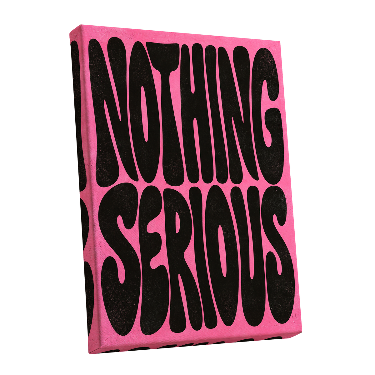 Nothing Serious, pink, black abstract wall art shown as a stretched canvas wall art