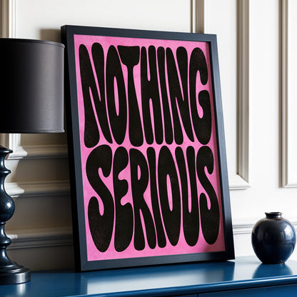 Nothing Serious, pink, black abstract wall art displayed in a styled interior, gallery view 3