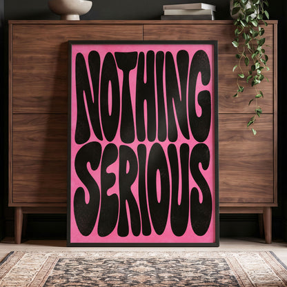 Nothing Serious, pink, black abstract wall art displayed in a styled interior, gallery view 5