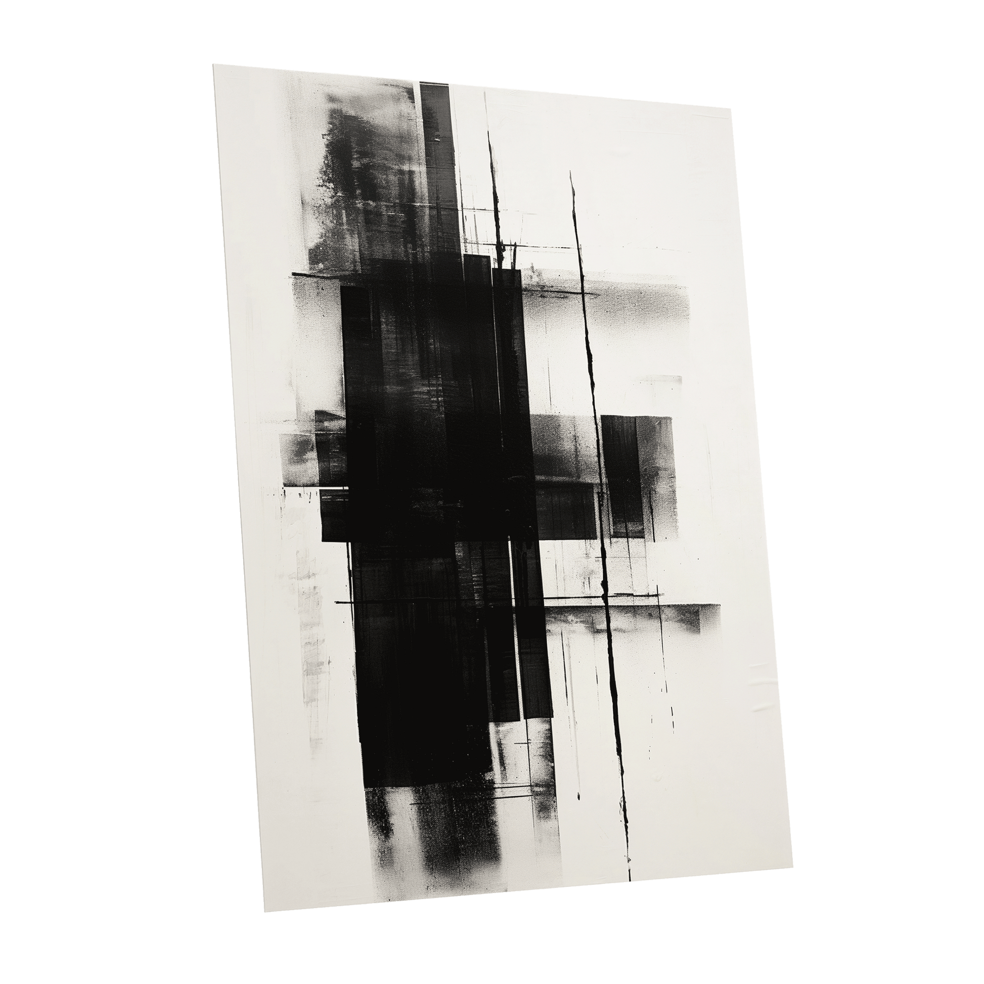 Obsidian Framework, black, white abstract wall art shown as a unframed poster wall art print