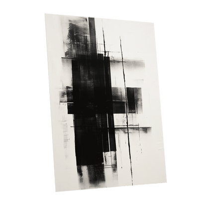 Obsidian Framework, black, white abstract wall art shown as a unframed poster wall art print