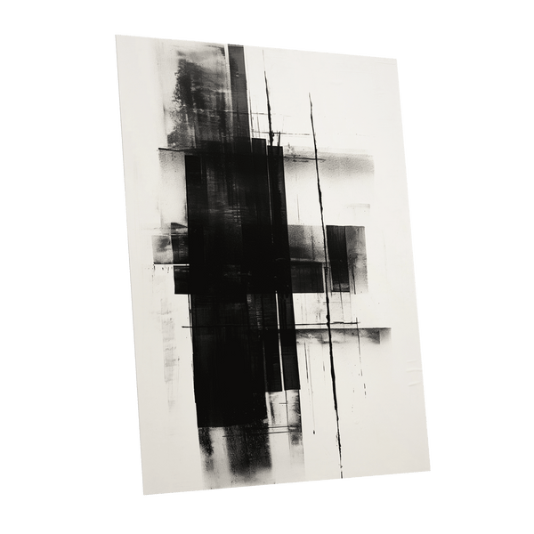 Obsidian Framework, black, white abstract wall art shown as a unframed poster wall art print