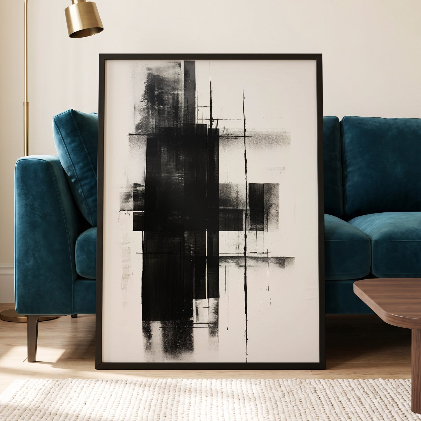 Obsidian Framework, black, white abstract wall art displayed in a styled interior, gallery view 6