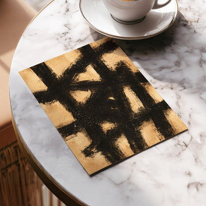Ochre Crosscurrents, black, beige, brown abstract wall art displayed in a styled interior, gallery view 5