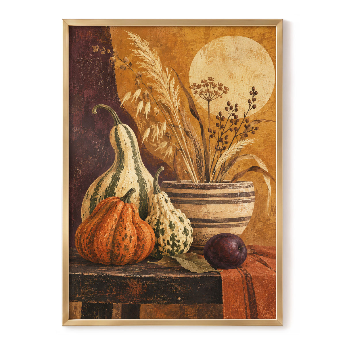 Ochre Harvest, orange, beige, brown nature wall art, front artwork view