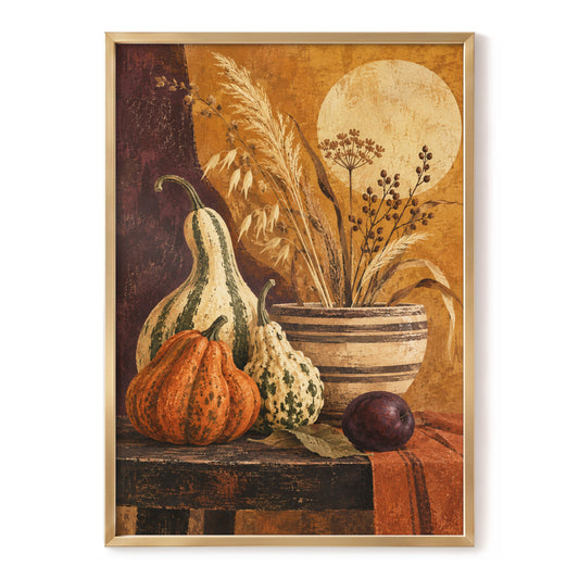 Ochre Harvest, orange, beige, brown nature wall art, front artwork view