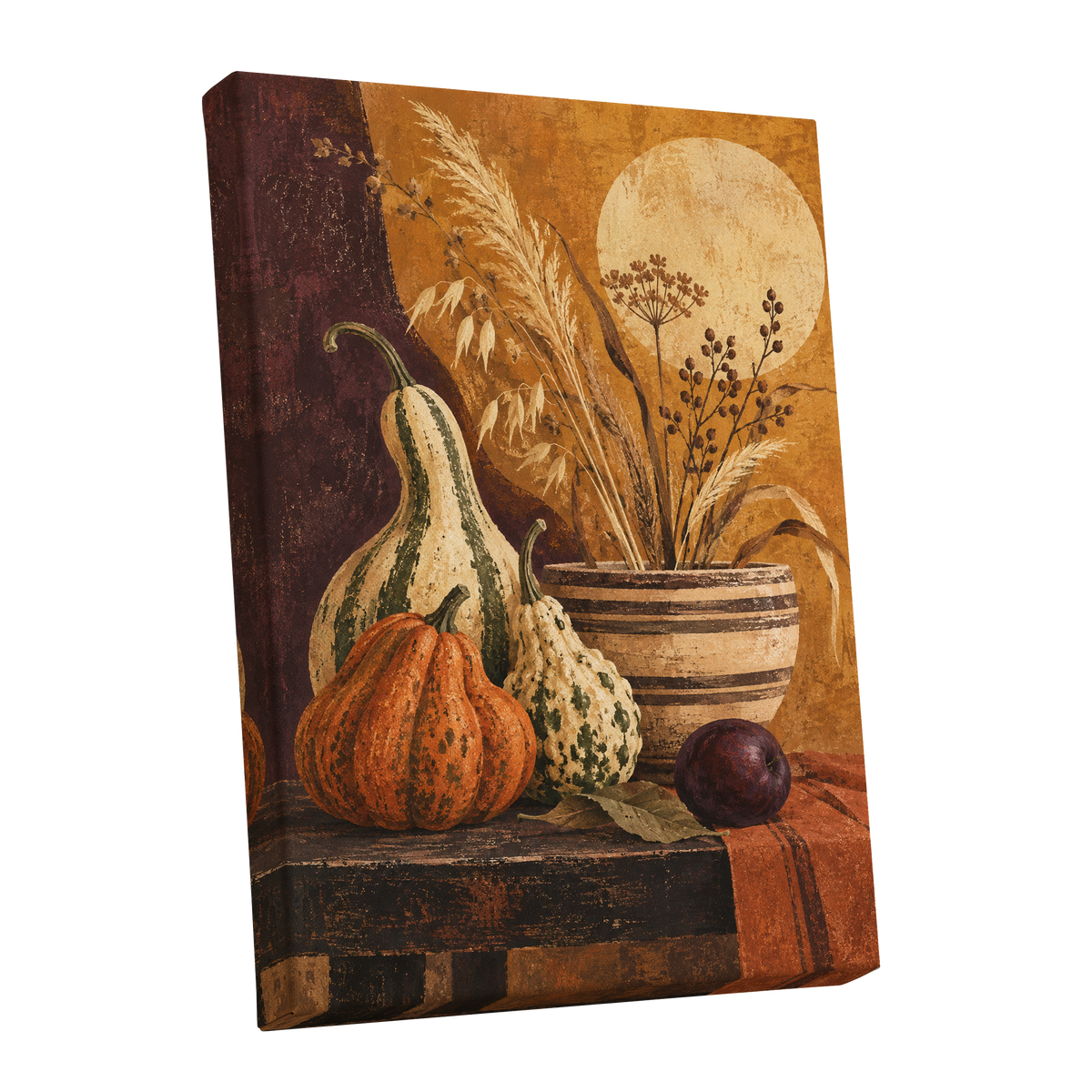 Ochre Harvest, orange, beige, brown nature wall art shown as a stretched canvas wall art
