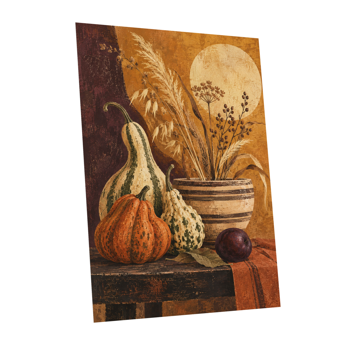Ochre Harvest, orange, beige, brown nature wall art shown as a unframed poster wall art print