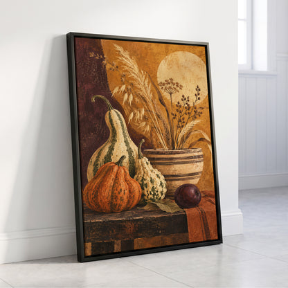 Ochre Harvest, orange, beige, brown nature wall art displayed in a styled interior, gallery view 4