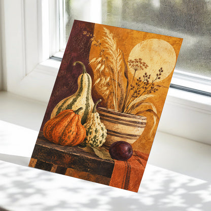 Ochre Harvest, orange, beige, brown nature wall art displayed in a styled interior, gallery view 5