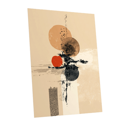 Ochre Orbit Study, beige, brown, black abstract wall art shown as a unframed poster wall art print