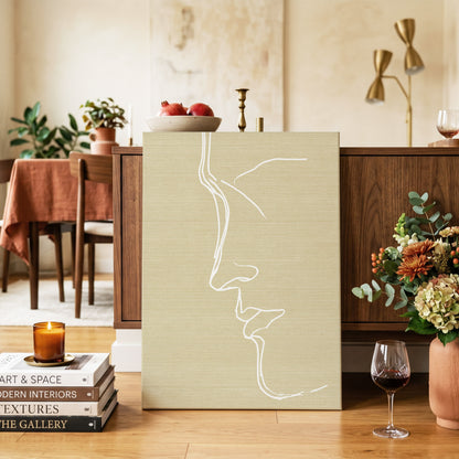 Ochre Profile Line – canvas wall art in a styled interior, gallery view 2