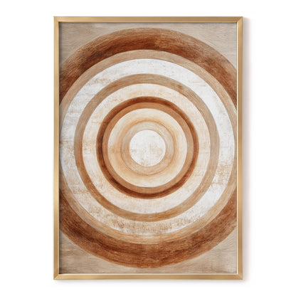 Ochre Radius, brown, beige, white minimalist wall art, front artwork view