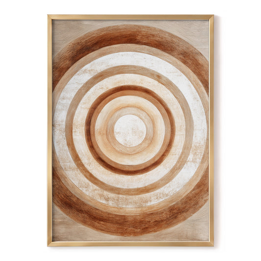Ochre Radius, brown, beige, white minimalist wall art, front artwork view