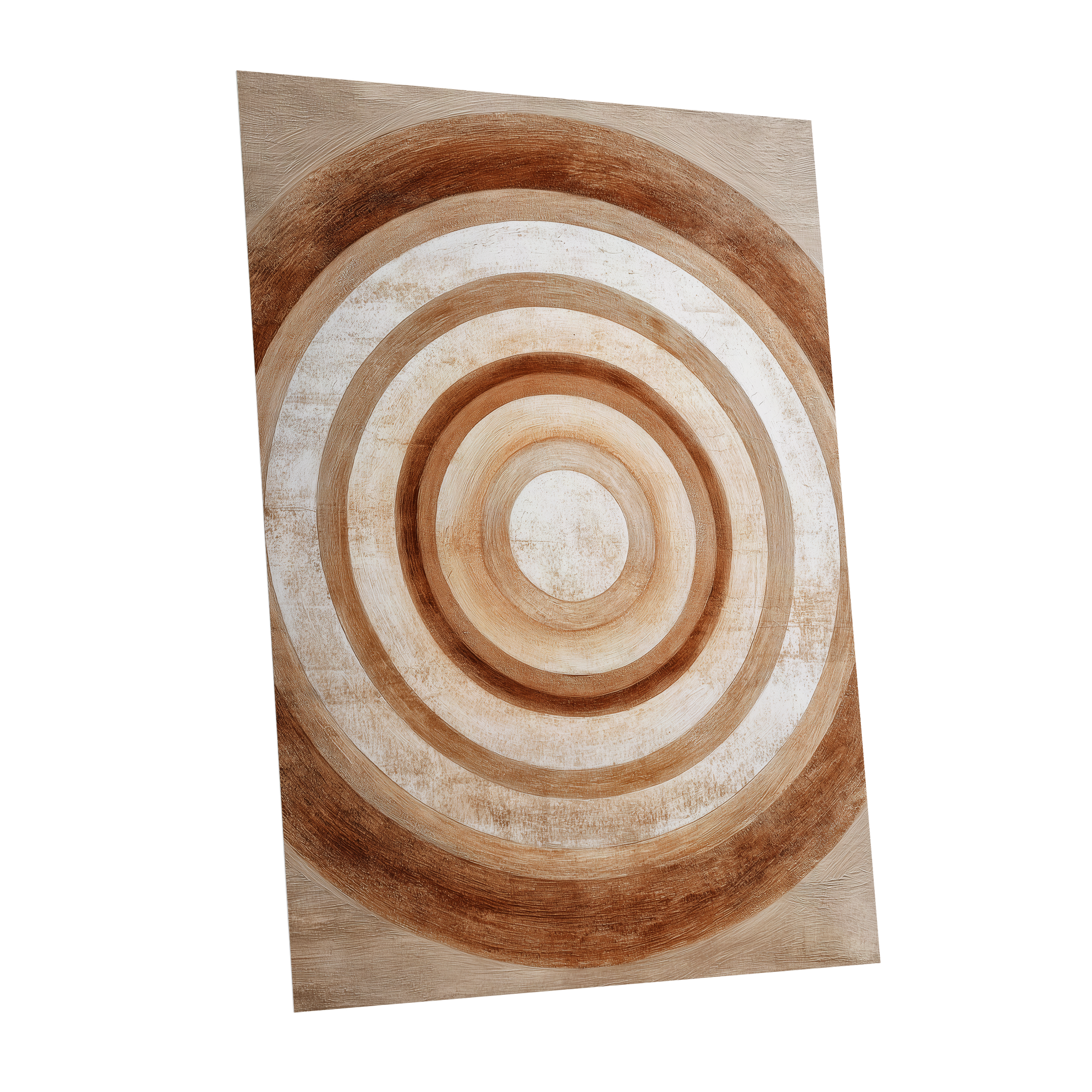 Ochre Radius, brown, beige, white minimalist wall art shown as a unframed poster wall art print