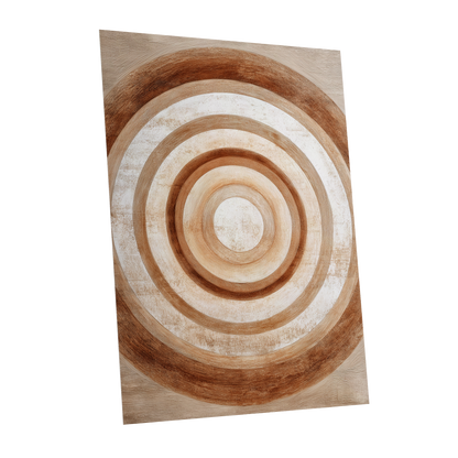 Ochre Radius, brown, beige, white minimalist wall art shown as a unframed poster wall art print