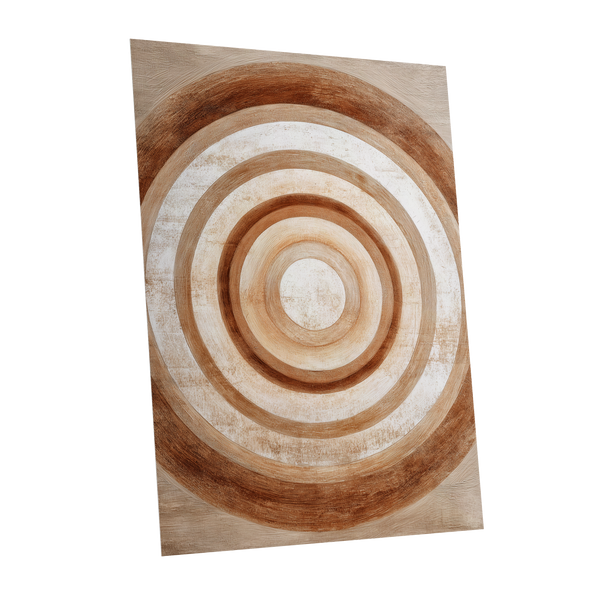 Ochre Radius, brown, beige, white minimalist wall art shown as a unframed poster wall art print