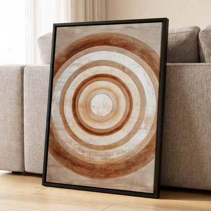 Ochre Radius, brown, beige, white minimalist wall art displayed in a styled interior, gallery view 4