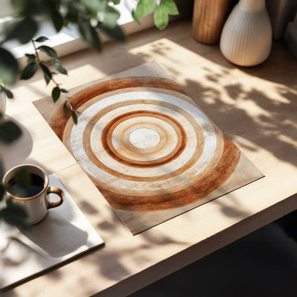 Ochre Radius, brown, beige, white minimalist wall art displayed in a styled interior, gallery view 5