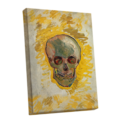 Ochre Skull Study, yellow, gold, beige abstract wall art shown as a stretched canvas wall art