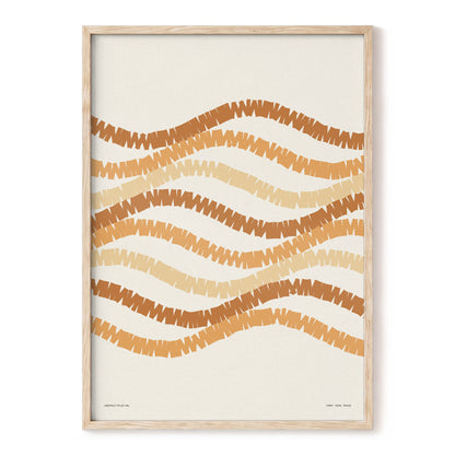 Ochre Tides, beige, brown, orange abstract wall art, front artwork view