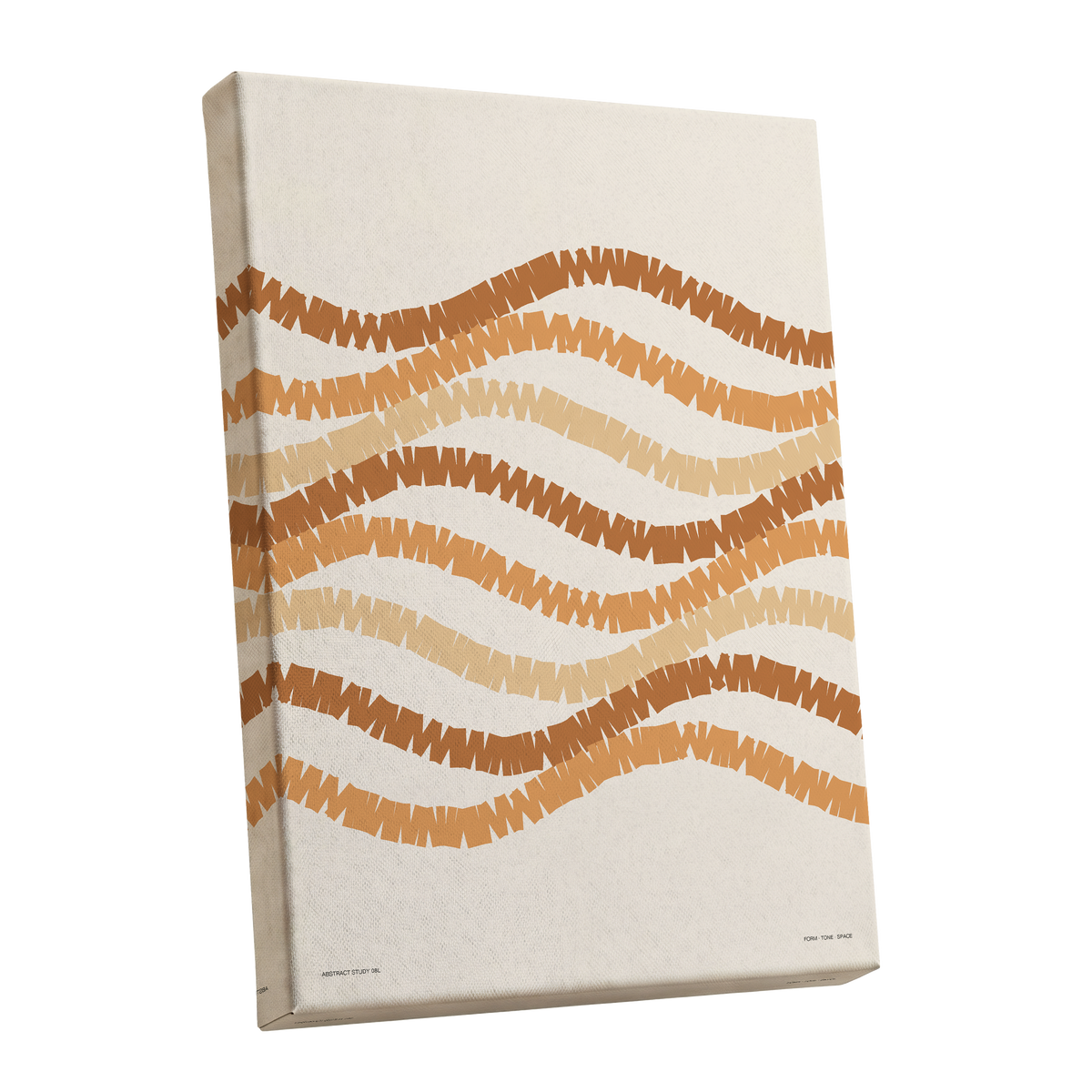 Ochre Tides, beige, brown, orange abstract wall art shown as a stretched canvas wall art