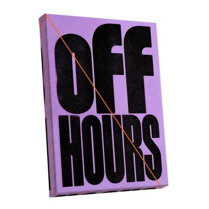Off Hours Signal, black, purple, orange minimalist wall art shown as a stretched canvas wall art