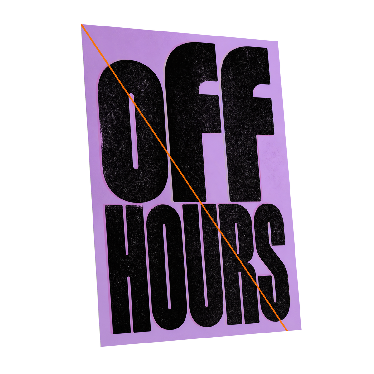 Off Hours Signal, black, purple, orange minimalist wall art shown as a unframed poster wall art print