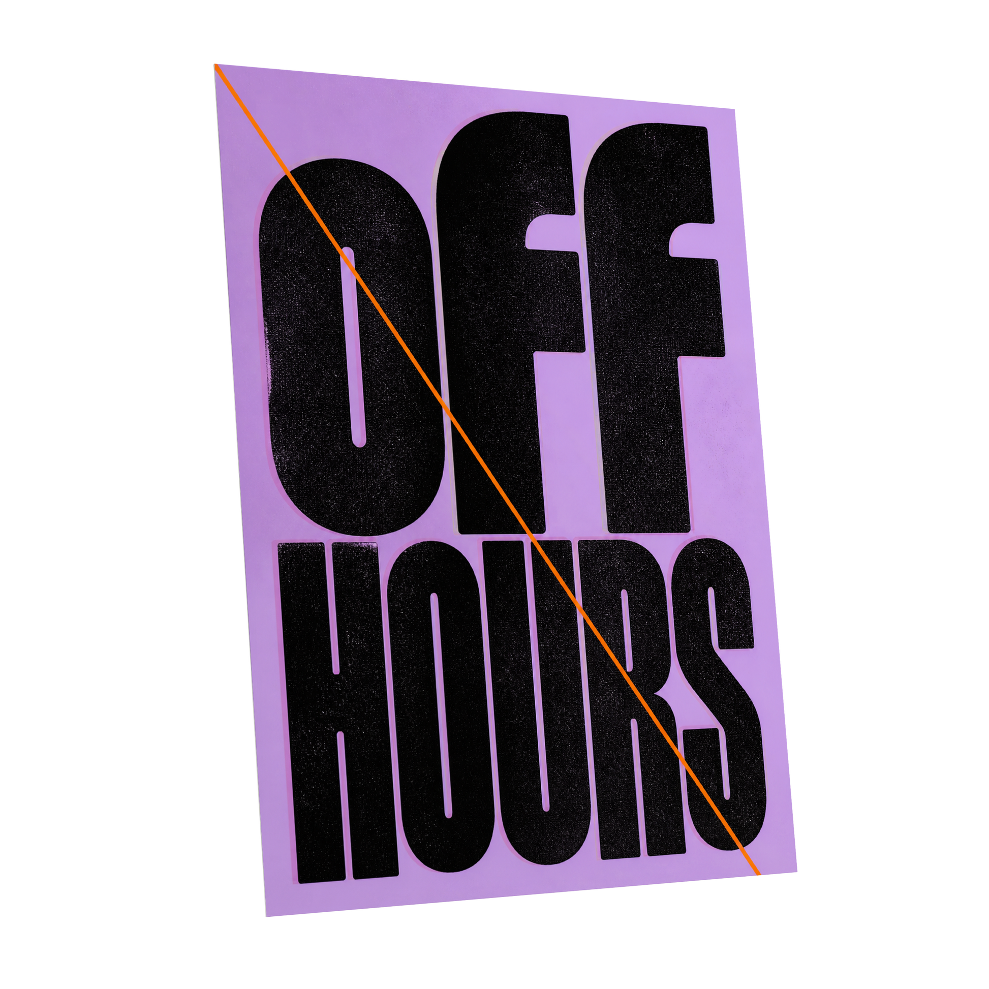 Off Hours Signal, black, purple, orange minimalist wall art shown as a unframed poster wall art print