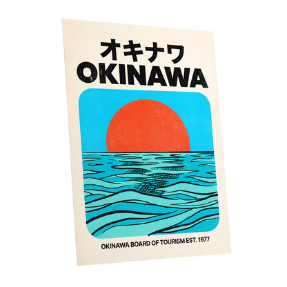 Okinawa Horizon, black, beige, blue nature wall art shown as a unframed poster wall art print