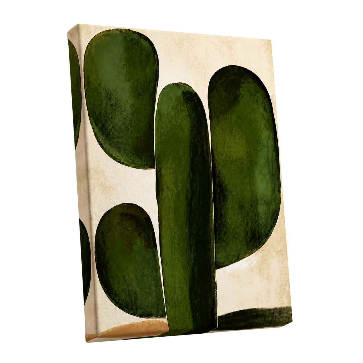 Olive Ascent, green, beige, black nature wall art shown as a stretched canvas wall art