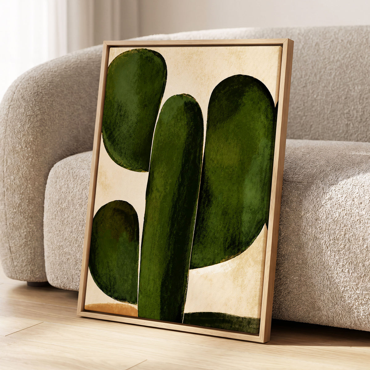 Olive Ascent, green, beige, black nature wall art displayed in a styled interior, gallery view 4