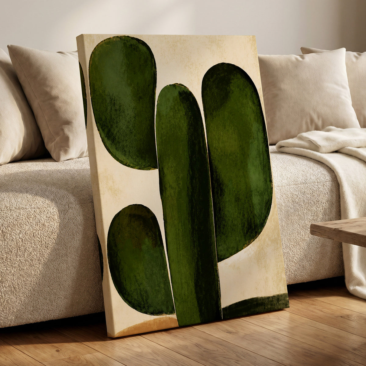 Olive Ascent, green, beige, black nature wall art displayed in a styled interior, gallery view 7