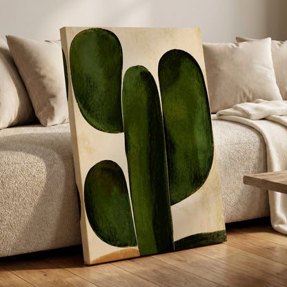 Olive Ascent, green, beige, black nature wall art displayed in a styled interior, gallery view 7