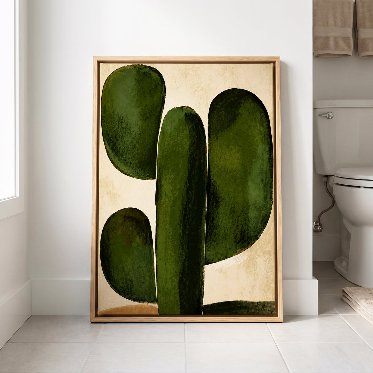 Olive Ascent, green, beige, black nature wall art displayed in a styled interior, gallery view 8
