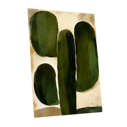 Olive Contours, green, beige, black abstract wall art shown as a unframed poster wall art print