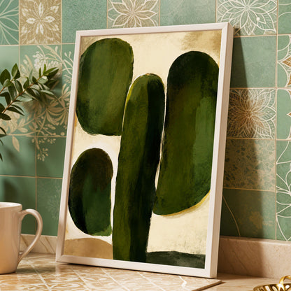Olive Contours, green, beige, black abstract wall art displayed in a styled interior, gallery view 2