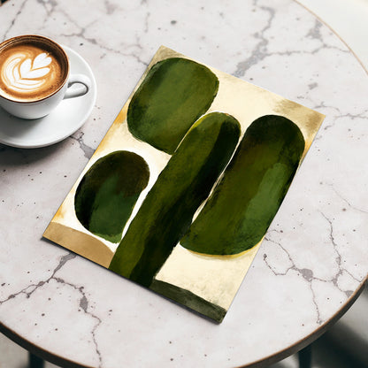 Olive Contours, green, beige, black abstract wall art displayed in a styled interior, gallery view 5