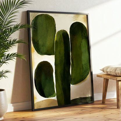 Olive Contours, green, beige, black abstract wall art displayed in a styled interior, gallery view 6