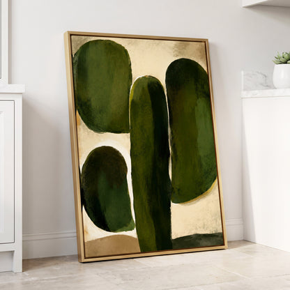 Olive Contours, green, beige, black abstract wall art displayed in a styled interior, gallery view 8
