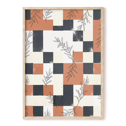 Olive Grid Reverie, brown, gray, beige nature wall art, front artwork view